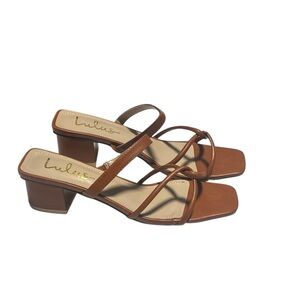 New in box, Lulu's Brown Strappy Block Heel Sandals